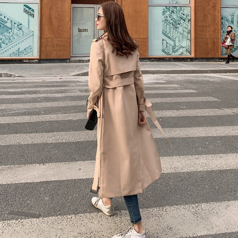 卡其色中长款流行2020春秋新款风衣 姿莲娜风衣