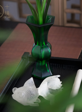 绿色琉璃新中式风家居客厅摆件