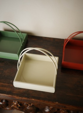 十境OTlife新中式简约样板间客厅家居手工漆器日式收纳提篮托盘