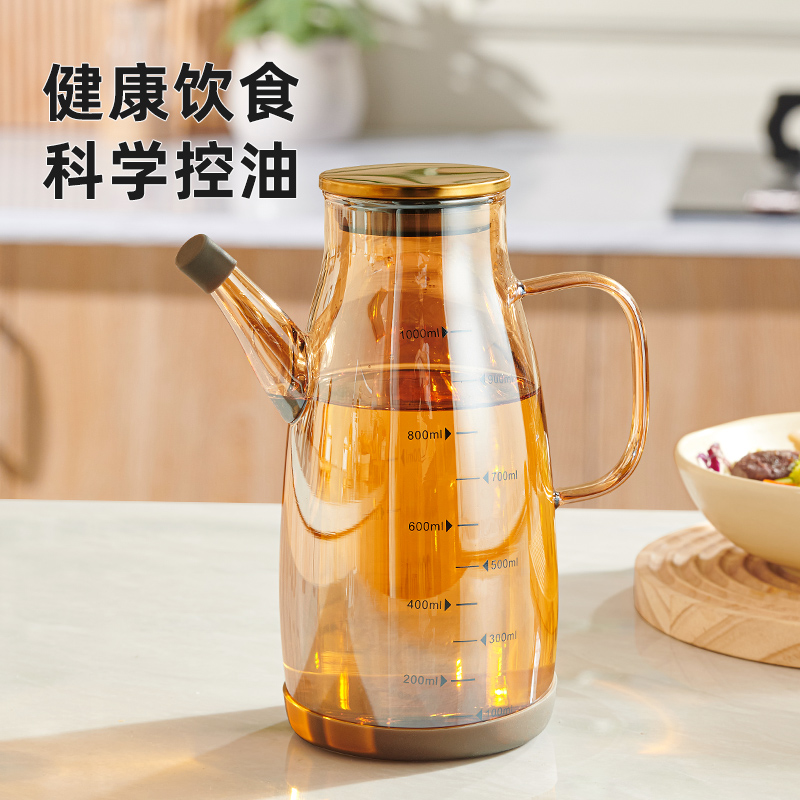 玻璃油壶油瓶厨房家用酱油醋调料瓶装油的容器不挂油不锈钢大油罐