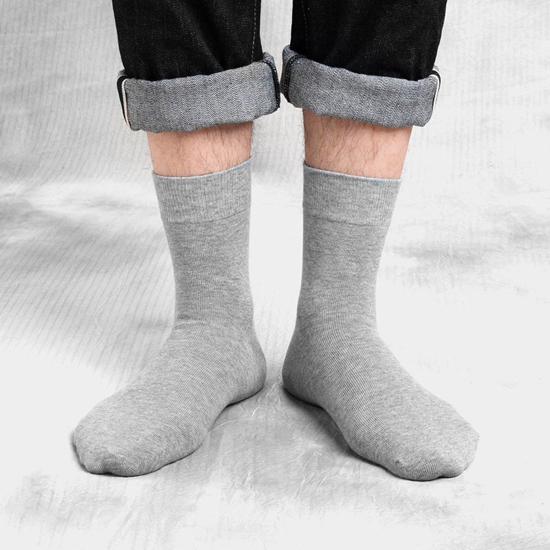 良朴男士纯色秋季抗菌休闲中筒袜 良朴短袜/打底袜/丝袜/美腿袜