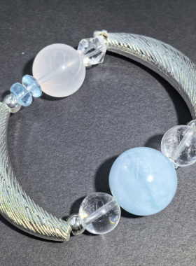 原创天然水晶海蓝宝女手链