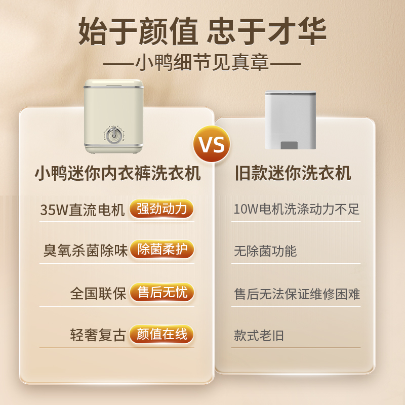 小鸭牌洗内衣裤袜子神器宿舍家用小型半全自动高温煮洗迷你洗衣机-图0