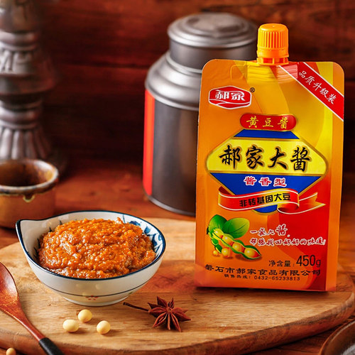 郝家大酱东北特产黄豆酱农家大酱豆瓣酱下饭酱蘸菜酱炒菜450g*3袋 - 图1