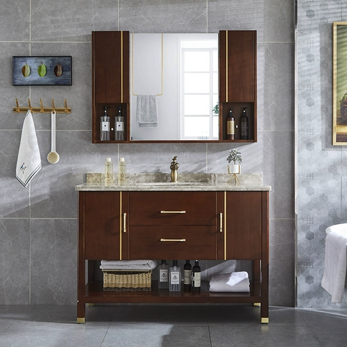 Новый китайский стиль в ванной комнате Комбинированный сплошной деревянный пол -тип лицевой бассейн современный легкий роскошный туалет