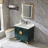 Северная легкая роскошная шкаф для ванной комнаты темная ночная зеленая охрана для ванны с твердым деревом посадки на земля