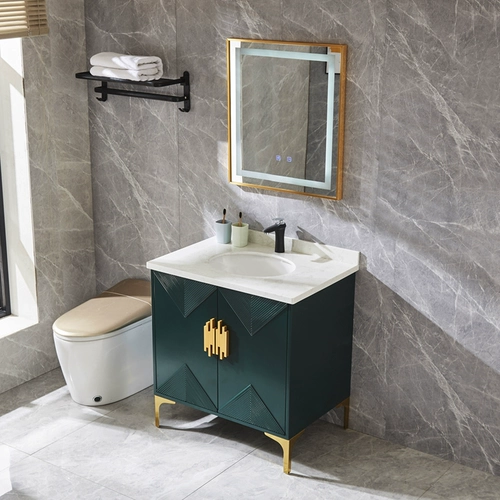 Северная легкая роскошная шкаф для ванной комнаты темная ночная зеленая охрана для ванны с твердым деревом посадки на земля