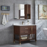 Новый китайский стиль в ванной комнате Комбинированный сплошной деревянный пол -тип лицевой бассейн современный легкий роскошный туалет