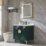 Северная легкая роскошная шкаф для ванной комнаты темная ночная зеленая охрана для ванны с твердым деревом посадки на земля