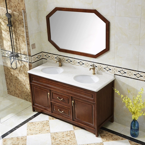 Современный новый китайский сплошной древесина Комбинированный шкаф для ванной комнаты с антикварным китайским шкафом в стиле двойной кастрюль двойной горшок с двойным горшками шкаф