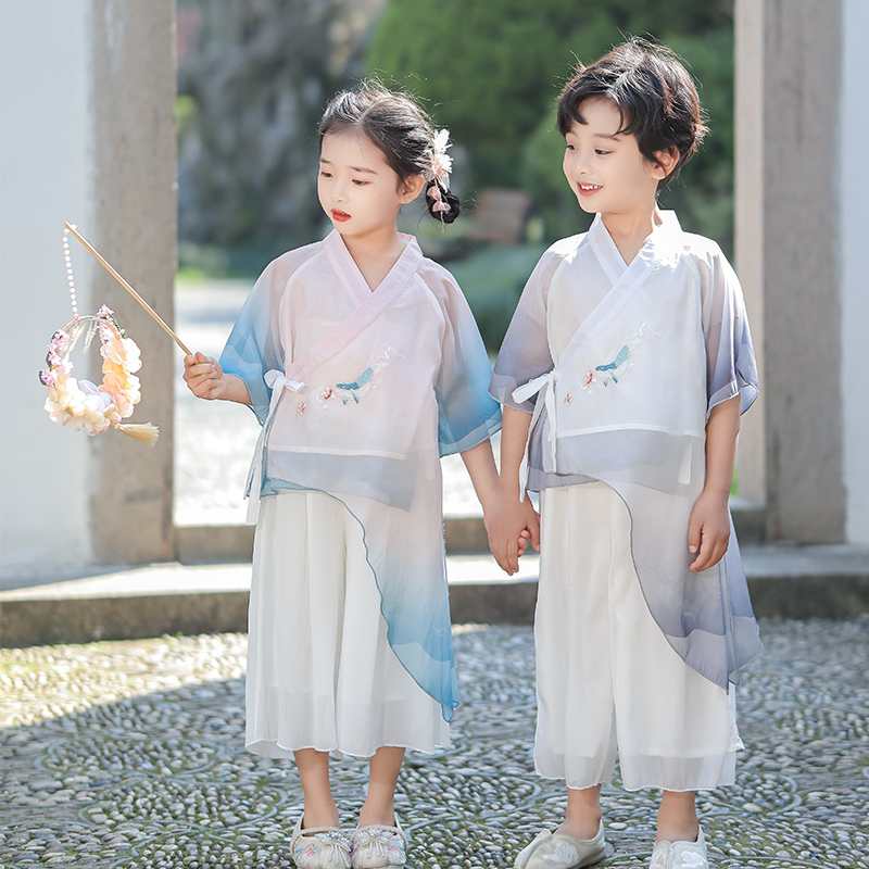 儿童汉服男女童夏季中国风古装套装唐装小学生幼儿园古风表演出服