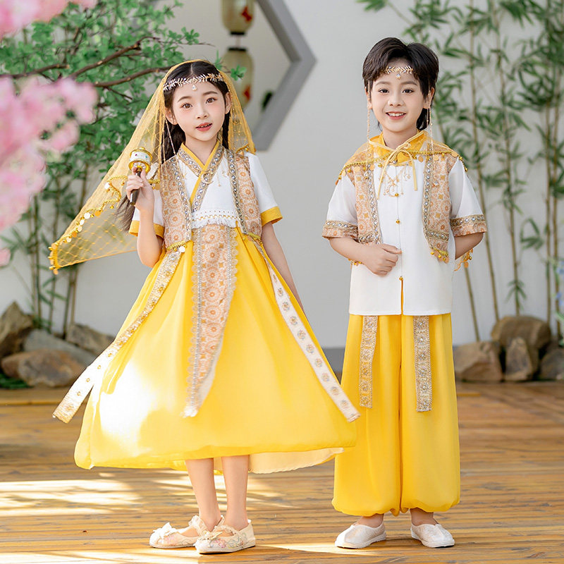 Children's minority Dai costumes for boys and girls, summer clothes, Thai and Indian short-sleeved dance clothes, kindergarten costumes