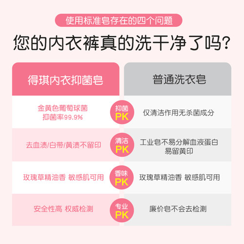 得琪内衣皂女士内裤专用抑菌去血渍祛异味洗衣皂去污亲肤100g*8块 - 图0