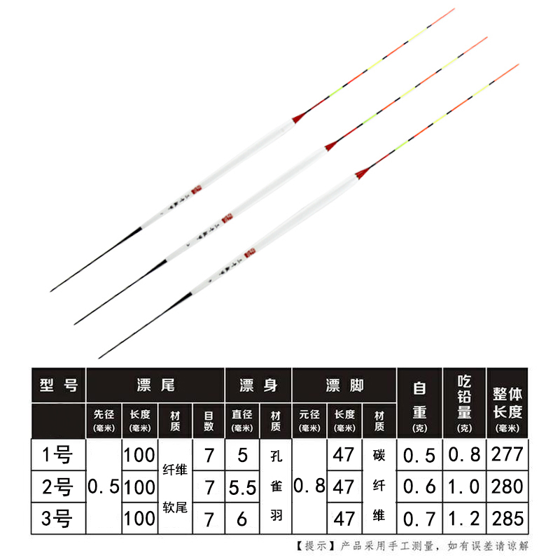 孔雀羽浮漂三千越甲钓鲫鱼方法配双铅线组台钓黑坑野钓鲫鱼均适用