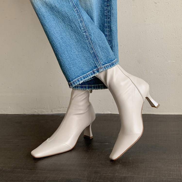 7cm短靴女细跟高跟跟瘦瘦靴弹力通勤女靴子职业时装靴秋 - 图1