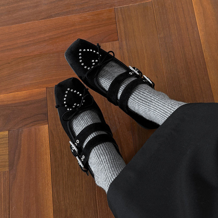 3cm方头玛丽珍鞋女士一字扣带铆钉平底单鞋配裙子芭蕾舞舒适春季,淘宝优惠券,粉丝福利购,淘宝优惠卷