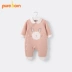 Pureborn sơ sinh quần áo một mảnh mùa thu nam và nữ bé dễ thương ấm áp áo choàng đầy đủ mặt trăng - Áo liền quần shop quần áo trẻ em Áo liền quần