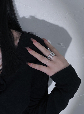 925纯银复古女士古巴链条戒指