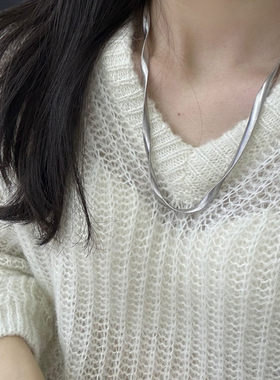 925纯银海浪链缎带螺旋蛇骨项链女小众设计锁骨链卫衣T恤百搭时尚