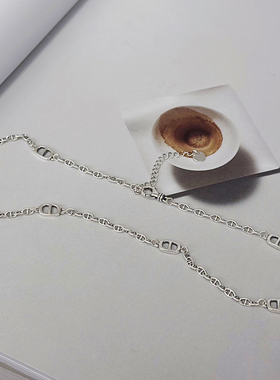 字母CD拼接猪鼻子锁骨链