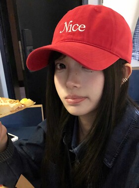 新款显白红色字母鸭舌帽女2026春夏ins百搭大头围显脸小棒球帽子