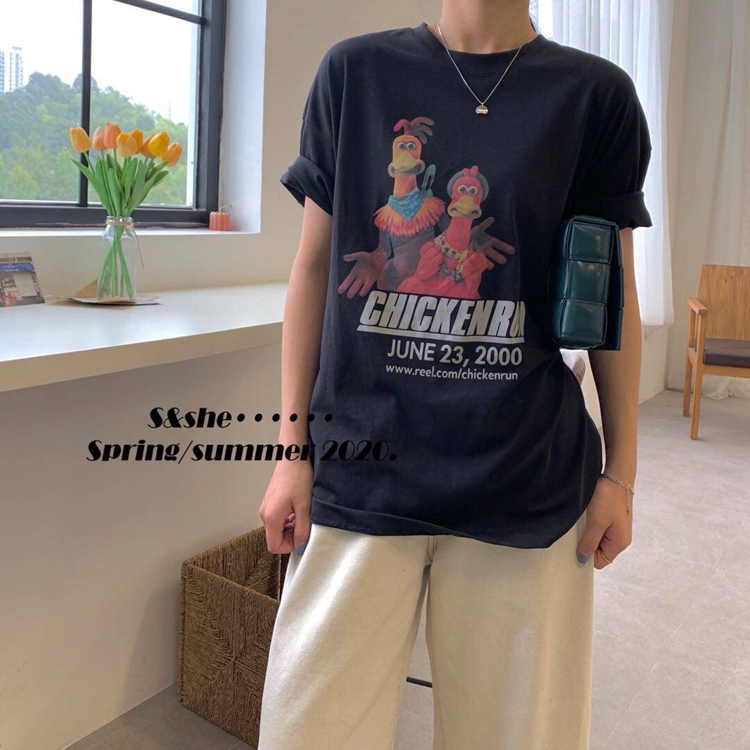 2020春夏新款韩版s&she学生潮t恤 SASA喵喵T恤