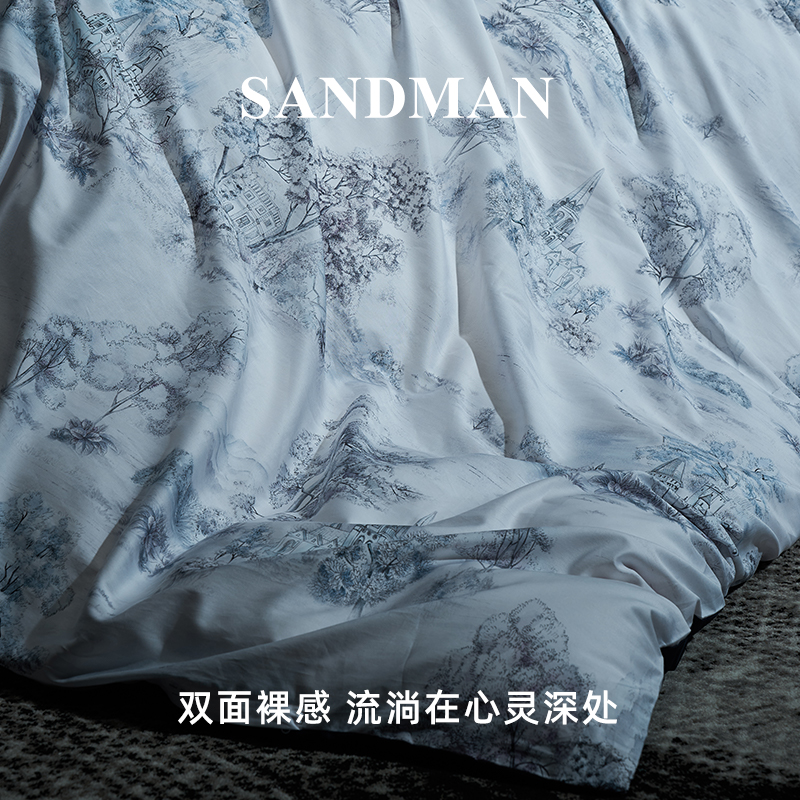 SANDMAN轻奢高档贡缎100支长绒棉四件套全棉简约被套被罩床上用品 - 图2