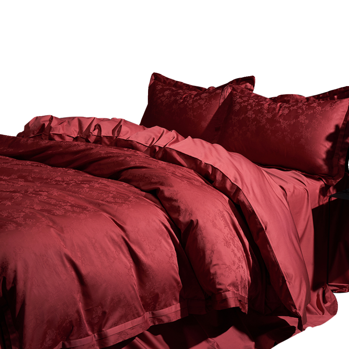 SANDMAN世纪婚礼长绒棉四件套红色结婚轻奢全棉新婚床上贡缎床品-图3