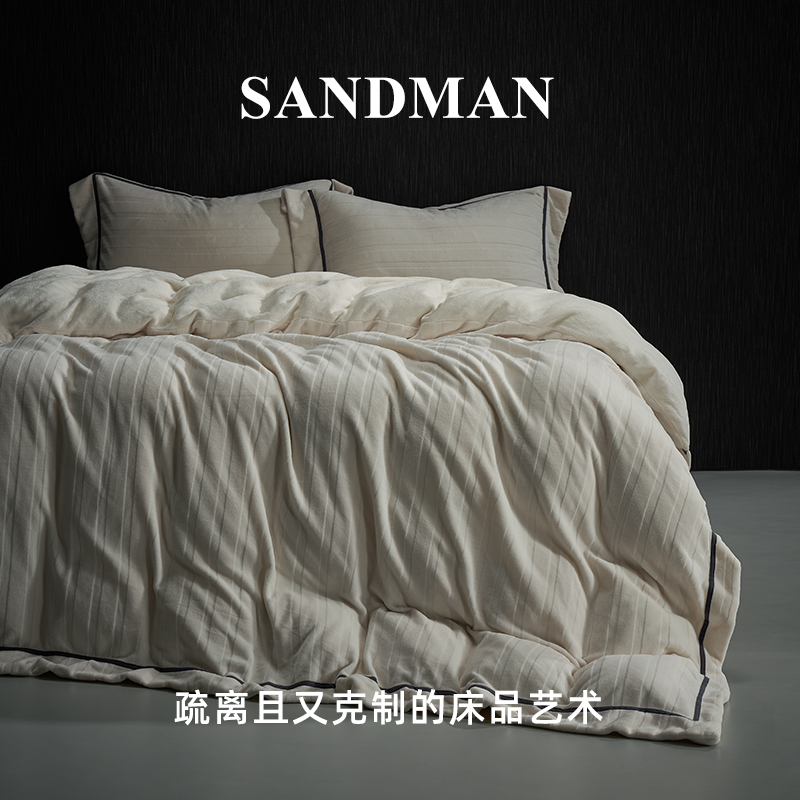 SANDMAN格调派对白色冬季牛奶绒四件套珊瑚绒床上加绒毛床单被套 - 图0