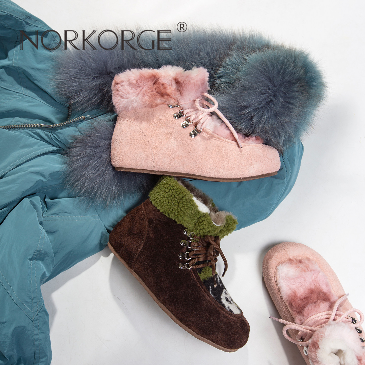 2025新款冬复古小香风原创熊猫博肯短靴女粉色真皮羊毛雪地靴女靴,淘宝优惠券,粉丝福利购,淘宝优惠卷