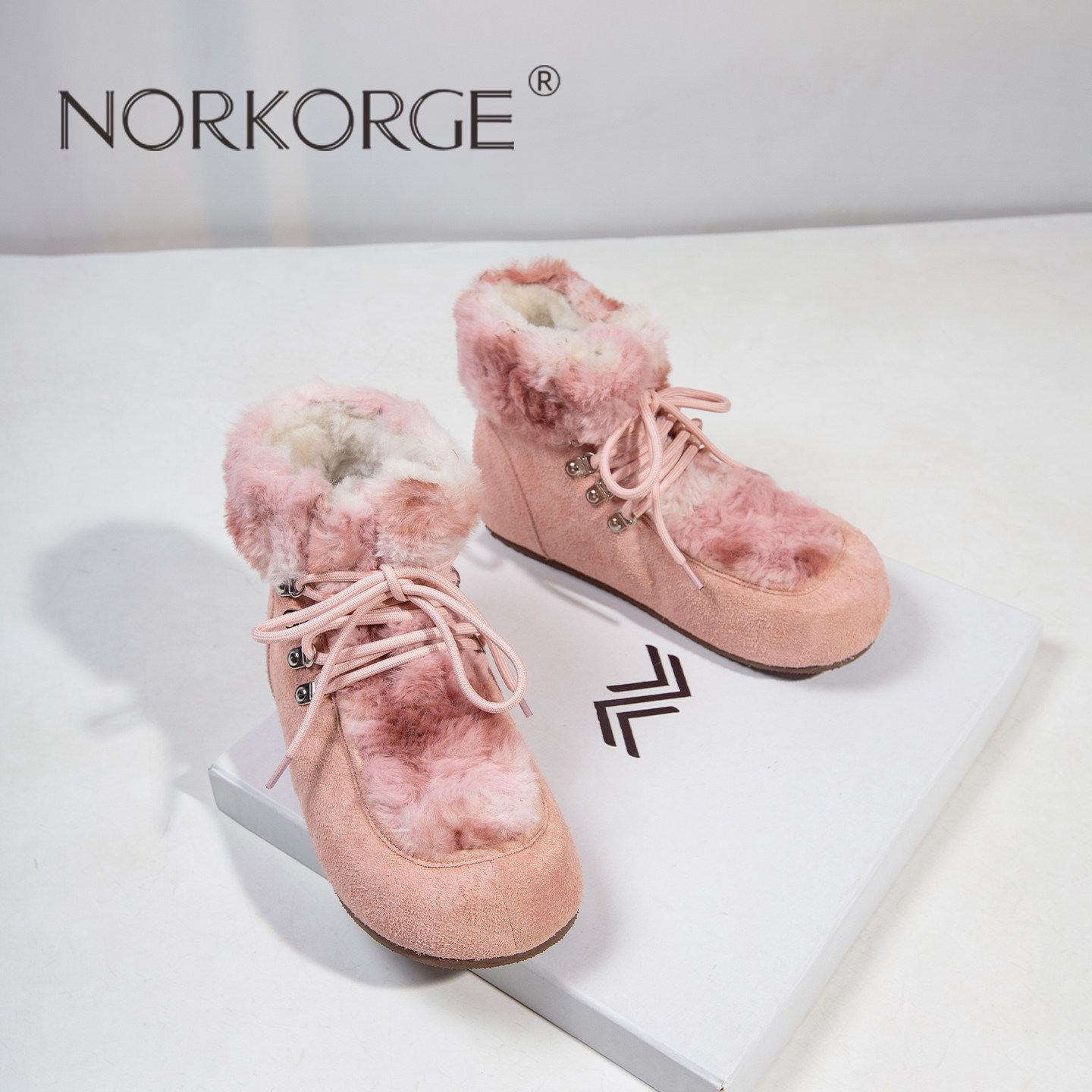 2025新款冬复古小香风原创熊猫博肯短靴女粉色真皮羊毛雪地靴女靴,淘宝优惠券,粉丝福利购,淘宝优惠卷