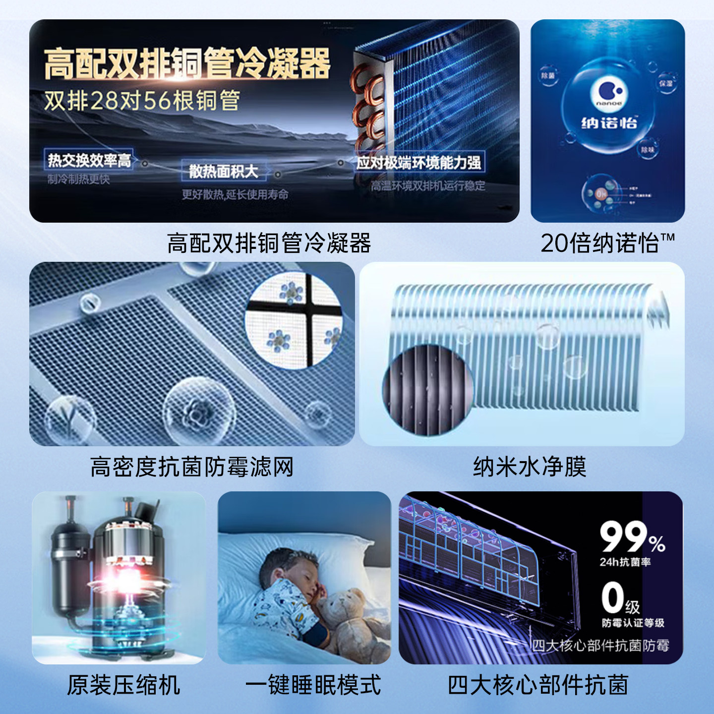 松下空调双排大1匹冷暖变频新1级能效除菌舒适制冷挂机LG9KQ10N