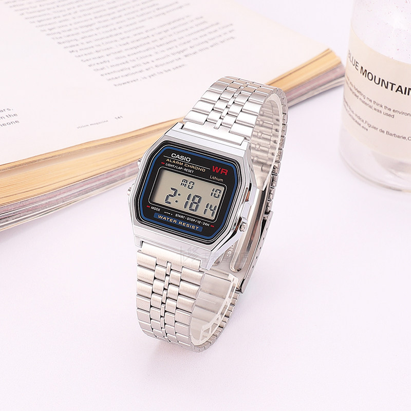 卡西欧男经典复古数显银色男女表 卡修手表日韩腕表