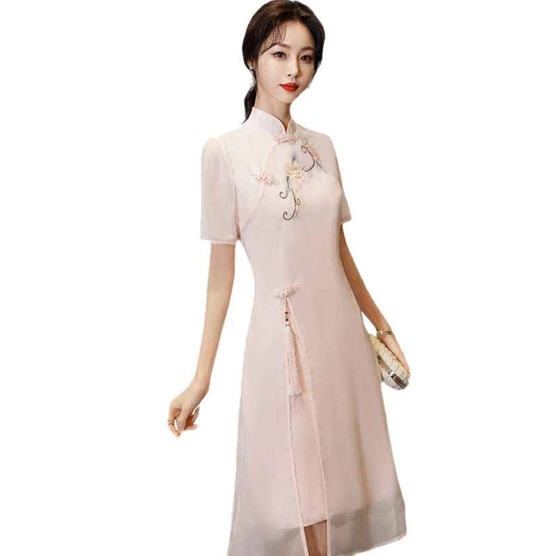 春夏汉服大码女装复古禅意连衣裙 情姿妃连衣裙