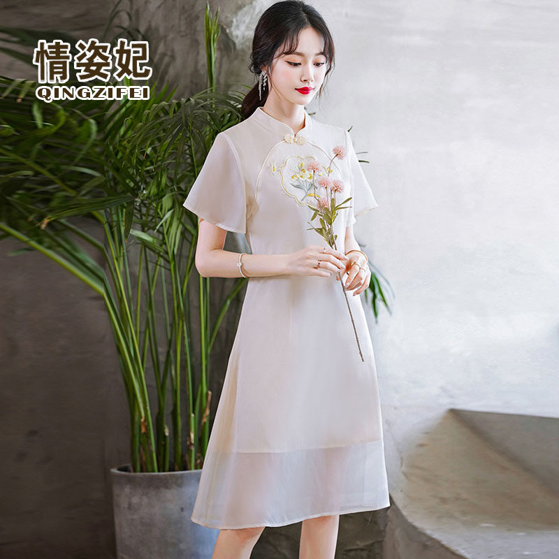 仙气汉服女改良版旗袍2022夏连衣裙 情姿妃连衣裙
