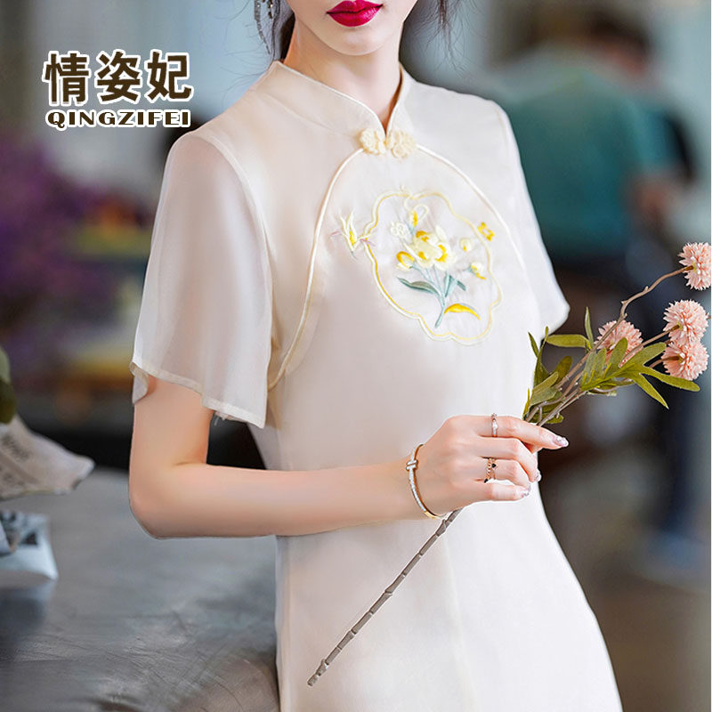 仙气汉服女改良版旗袍2022夏连衣裙 情姿妃连衣裙