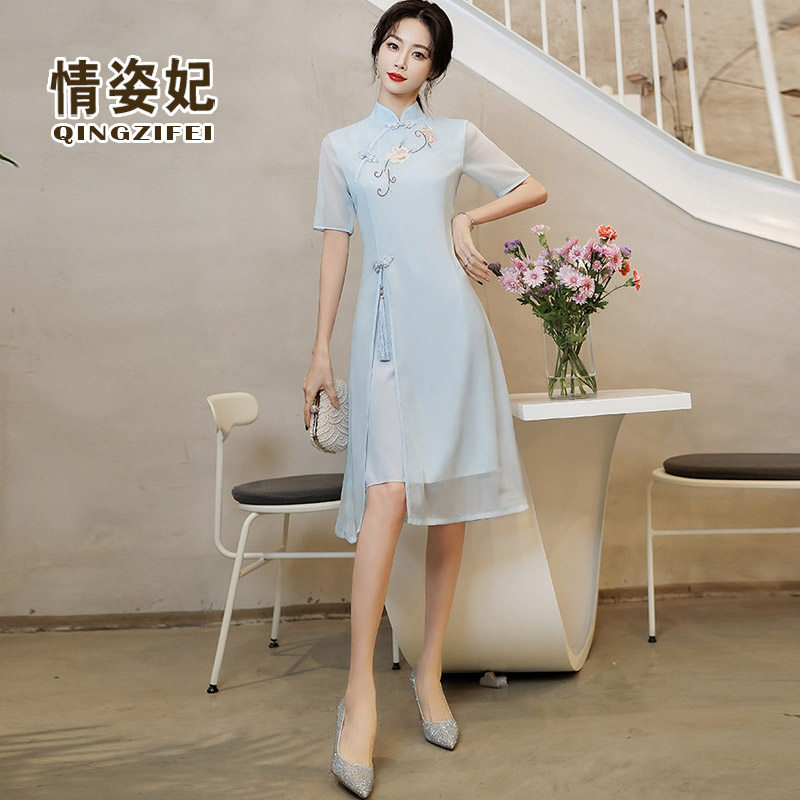 春夏汉服大码女装复古禅意连衣裙 情姿妃连衣裙