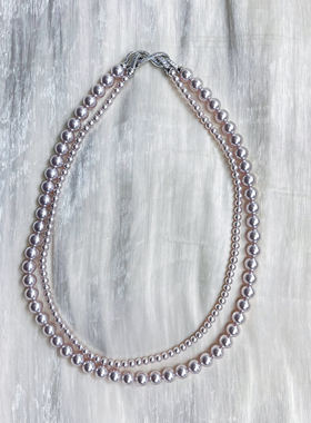 曼塔粉4+8mm双层施家珠项链（可拆卸独立两条项链）