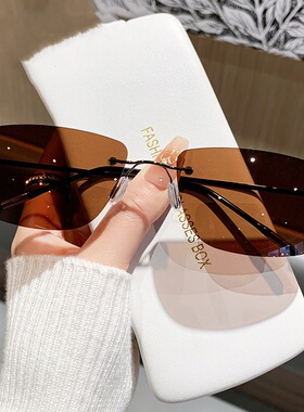 偏光墨镜男新款时尚开车驾驶开车用超轻墨镜高级感无框切边太阳镜