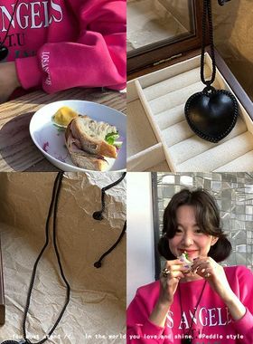 fever同款_秋冬新款黑色爱心项链女小众气质时尚简约百搭高级配饰