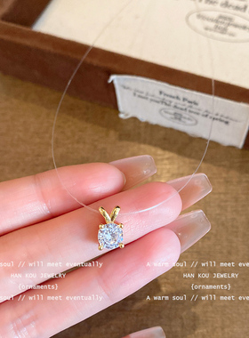 人鱼之泪项链女生精致贵气感锆石隐形鱼线小众百搭锁骨链2025新款