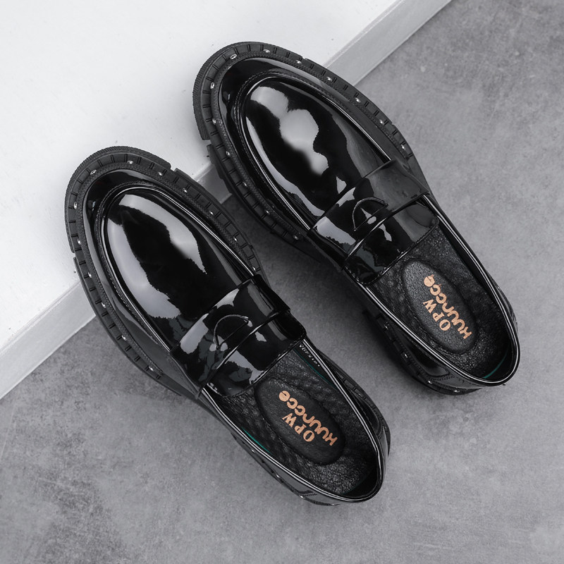 英伦风一脚蹬皮鞋男士韩版百搭帅气潮鞋男青年正装休闲鞋子工作鞋,淘宝优惠券,粉丝福利购,淘宝优惠卷