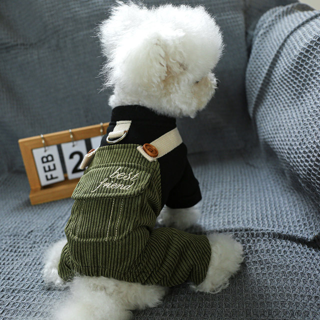 Pet spring and autumn can pull good friends four-legged overalls