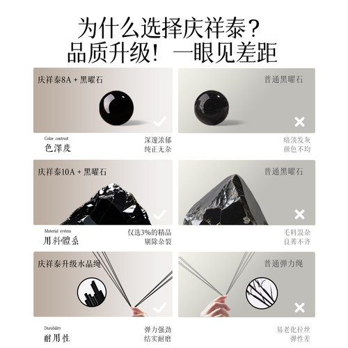 庆祥泰乌金纯天然黑曜石散珠水晶手串diy手工串珠配件彩虹眼手链 - 图2