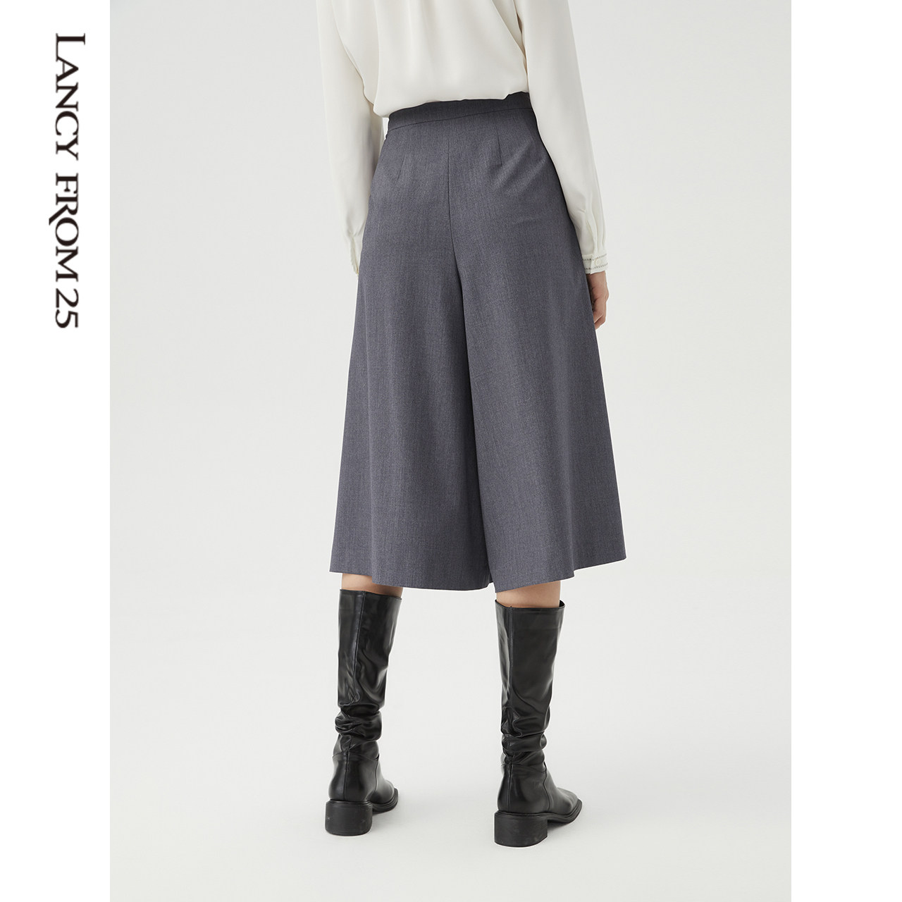 朗姿法式复古灰色裤裙新款休闲裤 朗姿休闲裤