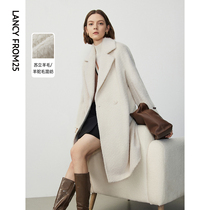 The Long-style Goat Hair Wool wool Wool Temperament Superior in the Long Airy Coat Autumn Winter New Fur Coat