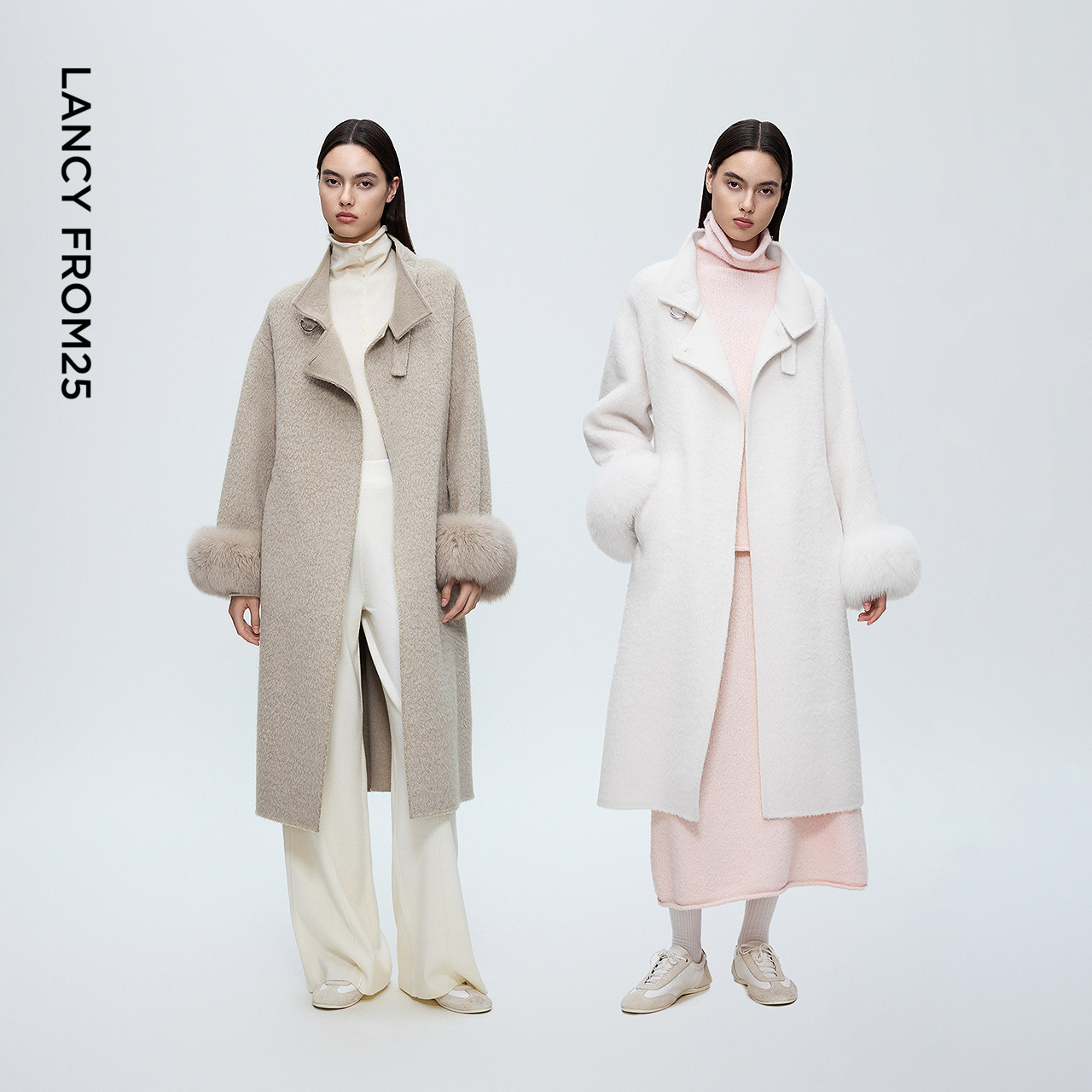朗姿羊毛优雅高级简约长款毛呢大衣大女主呢子外套2025年冬季新款,淘宝优惠券,粉丝福利购,淘宝优惠卷