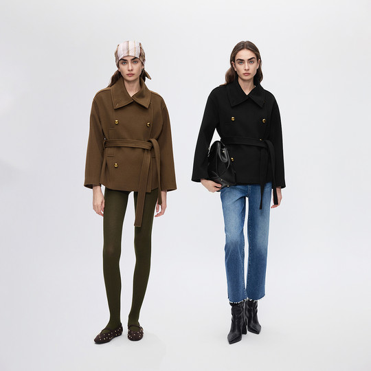 Langzi short lapel coat/A-line skirt/pull-up trousers