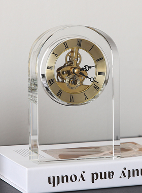 轻奢高档水晶机械时钟摆客厅电视柜酒柜玄关办公室高级感桌面摆件