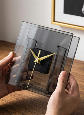 客厅玄关电视柜台面壁龛时钟桌面中古风家居装饰品摆件高级感小众